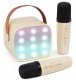 Głośnik Zestaw do mini Karaoke LED dla Dzieci Mały Głośnik +2 Mikrofony 1