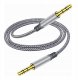 Kabel Aux audio 3.5 mm w oplocie nylonowym 2 m, męski do męskiego szary 1