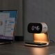 Lampka biurkowa ELECTRONICA 4U Lampka nocna LED stołowa na biurko ładowarka indukcyjna Qi 15W zegar budzik 8