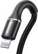 Kabel USB Baseus Halo Data Cable Podświetlany Nylonowy Kabel Przewód Usb Lightning Z Diodą Led 2.4a 0.5m Czarny (calgh-a01) 1