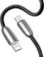 Kabel USB Baseus Torch podświetlany przewód kabel USB / Lightning 2.4A 1m w nylonowym oplocie z diodą LED czarny (CALHJ-C01) 3
