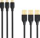 Kabel USB Aukey Aukey Cb-md3 Black Zestaw 3 Szt. Szybkich Kabli Quick Charge Micro Usb-usb | 2x1m I 1x2m | 5a | 480 Mbps 1