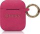 Guess Etui ochronne GUACCSILGLBK Silicone Glitter do AirPods 1/2 bordowe 1