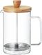 Ambition Zaparzacz 600 ml AMBITION dzbanek szklany do herbaty kawy ziół z pokrywką bambusową uniwersalny 1