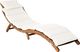 vidaXL leżak z poduszką, lite drewno akacjowe, kremowy 1