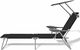 vidaXL leżak z daszkiem, stalowy, czarny (42932) 2