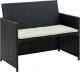 vidaXL 2-osobowa sofa ogrodowa z poduszkami, polirattan, czarna 1