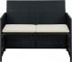 vidaXL 2-osobowa sofa ogrodowa z poduszkami, polirattan, czarna 1