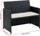 vidaXL 2-osobowa sofa ogrodowa z poduszkami, polirattan, czarna 3