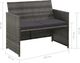 vidaXL 2-osobowa sofa ogrodowa z poduszkami, polirattan, szara 2