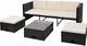 vidaXL 4 częściowy zestaw wypoczynkowy do ogrodu, poduszki, rattan PE czarny (43104) 2