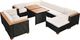vidaXL 10 częściowy zestaw mebli do ogrodu, poduszki, rattan PE, czarny (42753) 3