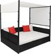 vidaXL leżanka ogrodowa z zadaszeniem, czarna, 190x130 cm, rattan PE (42901) 2