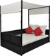 vidaXL leżanka ogrodowa z zadaszeniem, czarna, 190x130 cm, rattan PE (42901) 3