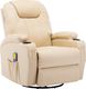 vidaXL Bujany fotel do masażu, kremowy, sztuczna skóra 2