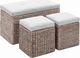 vidaXL Ławka z 2 pufami, zestaw wypleciony z trawy morskiej, szary 1