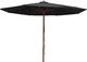 vidaXL Parasol ogrodowy na drewnianym słupku, 350 cm, czarny 1