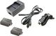Akumulator SJCAM Zestaw 2x Bateria / Akumulator + Ładowarka Do Sjcam / Sj4000 / Sj4000 Wifi / Sj5000 1