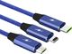 Kabel USB Somostel USB-A - USB-C + microUSB + Lightning 1.2 m Niebieski (25718) 3