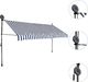 vidaXL Ręcznie zwijana markiza z LED, 400 cm, niebiesko-biała 2
