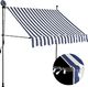 vidaXL Ręcznie zwijana markiza z LED, 200 cm, niebiesko-biała 1