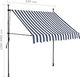 vidaXL Ręcznie zwijana markiza z LED, 100 cm, niebiesko-biała 7