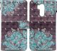 Etui portfel leather LG G7 niebieski kwiat 5