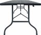 vidaXL składany stolik, czarny 180x75x72 cm, HDPE, imitacja rattanu (48831) 1