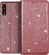 Etui SAMSUNG GALAXY A71 portfel z klapką Flip Magnet Shine Brokat różowe 1