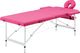 vidaXL Składany stół do masażu, 2 strefy, aluminiowy, różowy 1