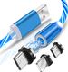 Kabel USB Eleosklep Kabel Magnetyczny 3w1 świecący Iphone Micro USB C 1