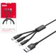Kabel USB Unitek USB-A - USB-C + microUSB + Lightning 1.2 m Czarny (C14049BK) 1