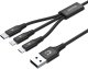Kabel USB Unitek USB-A - USB-C + microUSB + Lightning 1.2 m Czarny (C14049BK) 2