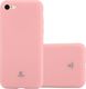 Crong Crong Soft Skin Cover - Zestaw etui iPhone SE 2020 / 8 / 7 (różowy) + szkło hybrydowe 9H (biała ramka) 1