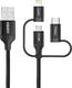 Kabel USB Choetech USB-A - USB-C + microUSB + Lightning 1.2 m Czarny (IP0030 BLACK) 2