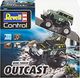 Revell Revell Control 23507 Mini RC Monster Truck Outcast z pilotem 27 MHz z funkcją ładowania, z resorowanymi osiami, oświetleniem LED 8 małych zdalnie sterowanych samochodów, długość: ok. 8 cm 1