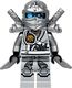 LEGO Minifigurka Ninjago Tytanowy Zane (srebrny ninja) ze zbroją naramienną, dwiema katanami (mieczami) i Saigabeln 2015 1