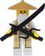 LEGO Minifigurka Ninjago: Sensei Wu (złota / beżowa szata) z różdżką i mieczami 4