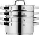 WMF Rondel WMF Compact Cuisine 20 cm, szklana pokrywa, brytfanna 2,5l, polerowana stal nierdzewna Cromargan, wewnętrzne skalowanie, możliwość układania w stosy, garnek indukcyjny, niepowlekany 4