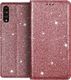 Etui HUAWEI P30 LITE portfel z klapką Flip Magnet Shine Brokat różowe 1