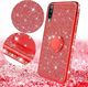 Etui HUAWEI Y6P Diamond Ring Brokat czerwony 4