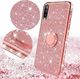 Etui HUAWEI Y6P Diamond Ring Brokat różowy 3