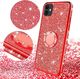 Etui IPHONE 12 Diamond Ring Brokat czerwony 3