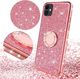 Etui IPHONE 12 Diamond Ring Brokat różowy 2