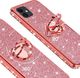 Etui IPHONE 12 Diamond Ring Brokat różowy 3