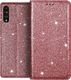 Etui SAMSUNG GALAXY A10 portfel z klapką Flip Magnet Shine Brokat różowe 1