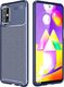Etui SAMSUNG GALAXY M31S Pancerne Shockproof Carbon Fiber niebieskie 1