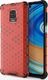 Hurtel Honeycomb etui pancerny pokrowiec z żelową ramką Xiaomi Redmi Note 9S czerwony 1