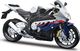 Bauer Maisto BMW S1000 RR: wierny model motocykla 1:12, z ruchomą podstawą, zawieszeniem i swobodnie toczącymi się kołami, 17 cm, biało-niebieski (531191) 1