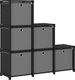 vidaXL Regał z 6 przegrodami, pudełka, czarny, 103x30x72,5 cm, tkanina 1